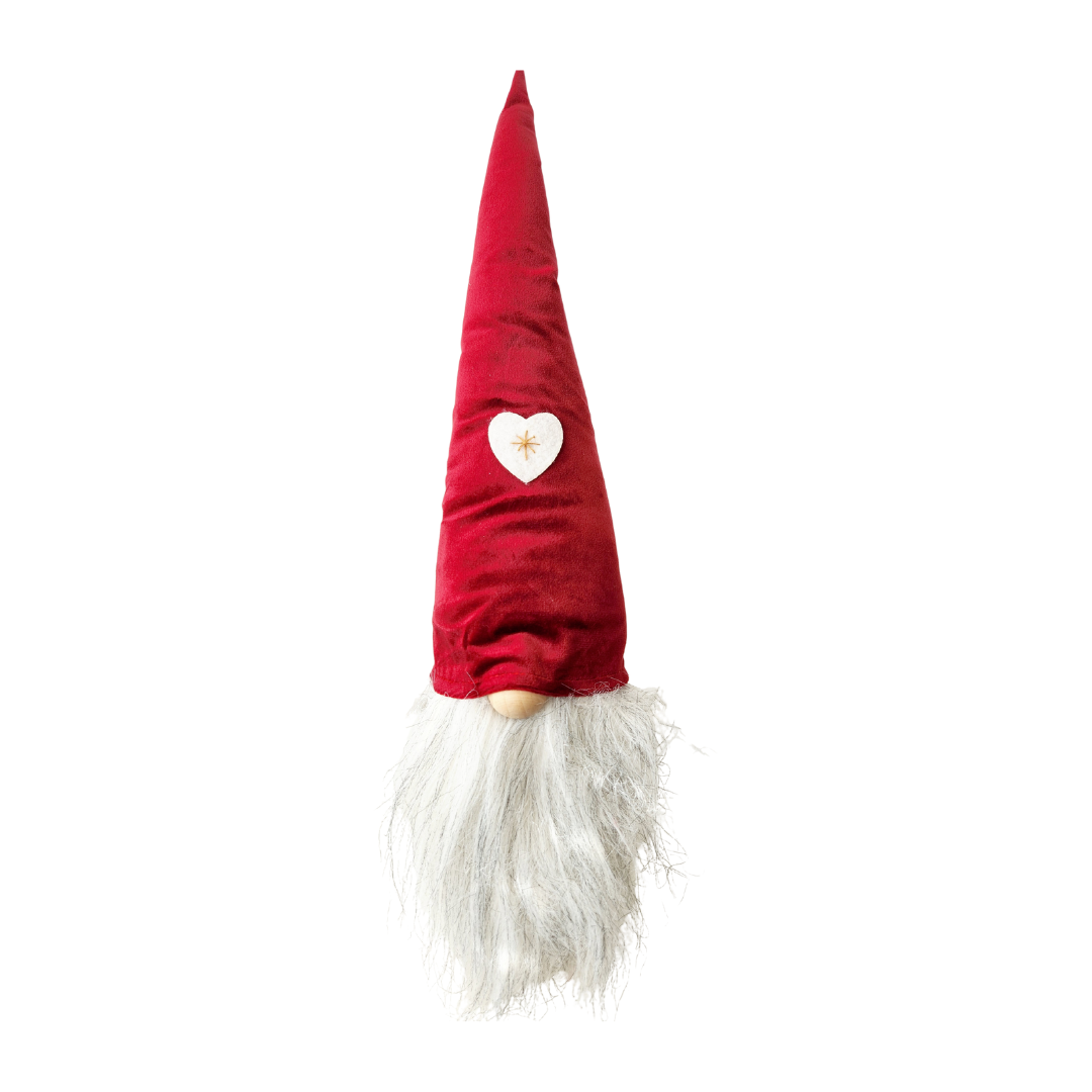 Large Dark Red Velvet Gnome with Snowflake