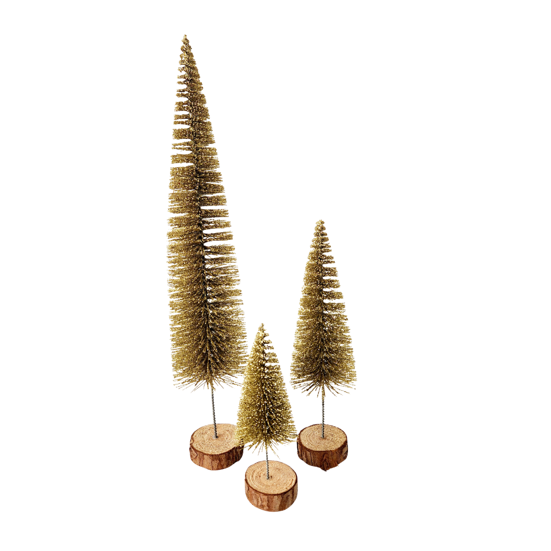 Set of 3 Gold Wire Christmas Trees