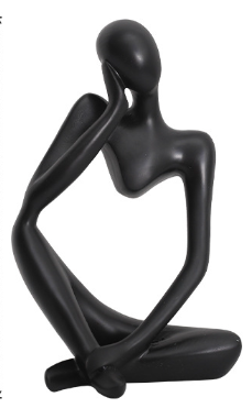 Large Black Resin 'Thinker' Figurine