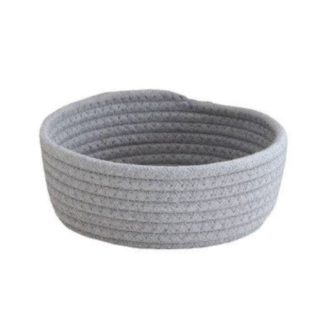 Grey Cotton Rope Storage Basket