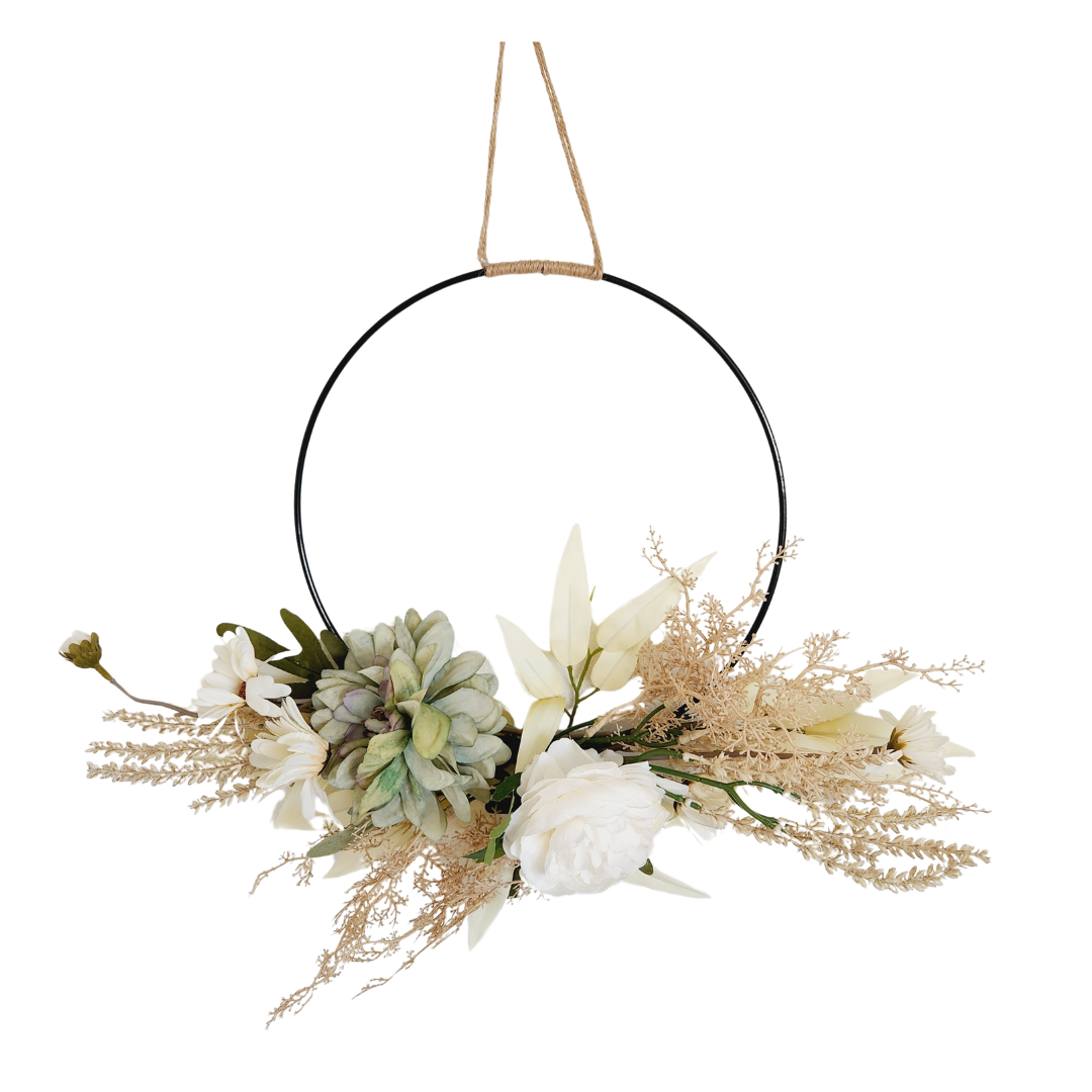 Hanging Floral Wreath on Metal Ring