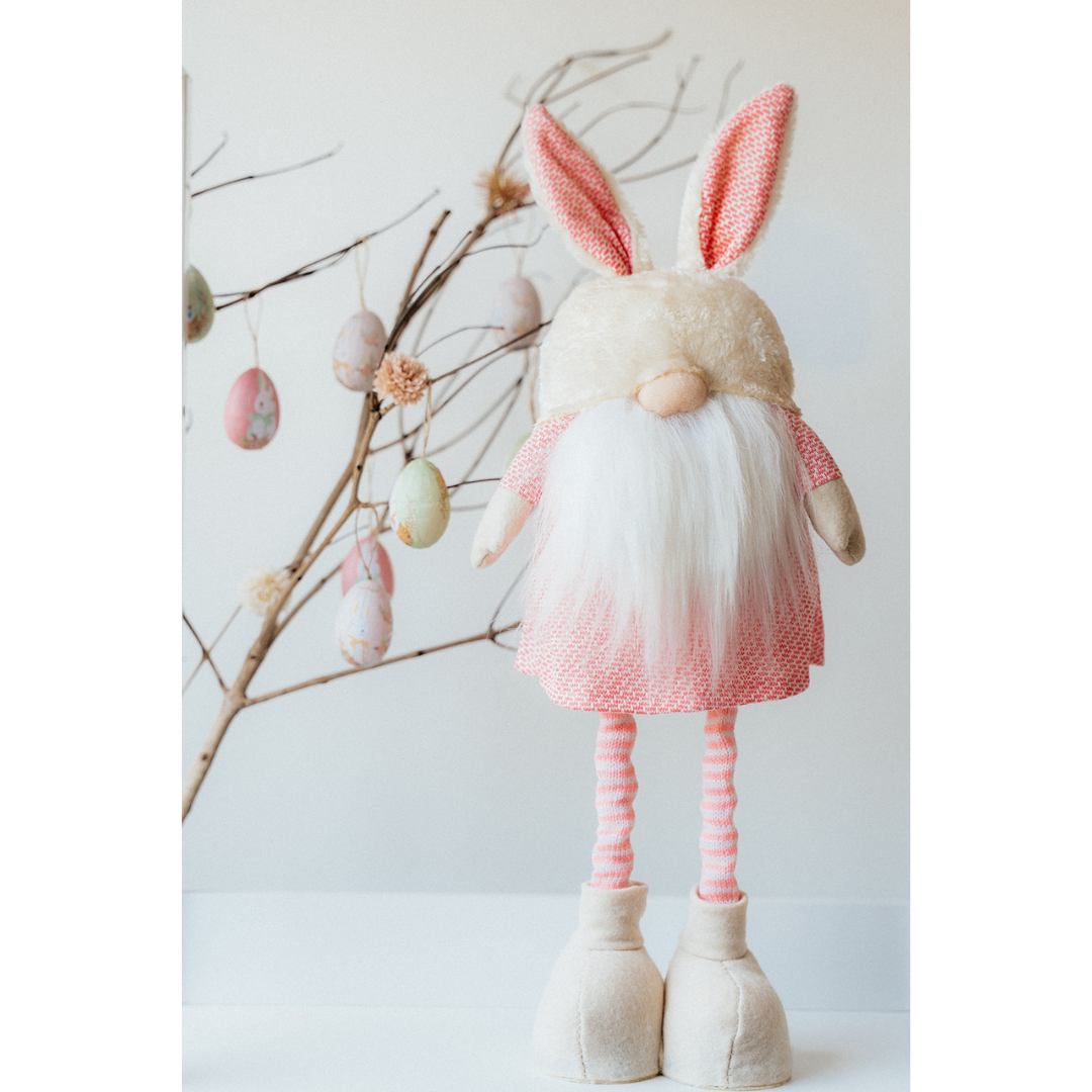 Bunny Gnome with extendable legs - PINK