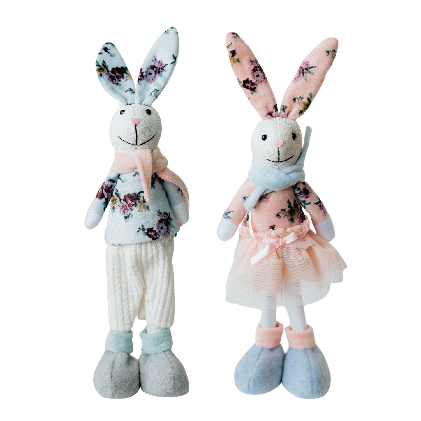 SET OF 2 Standing Bunnies - Pink & Blue