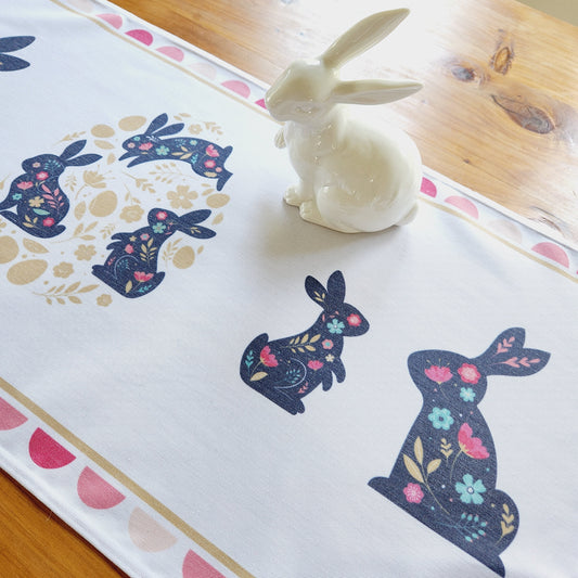 Cotton Twill Table Runner 'Bunny & Easter Eggs'