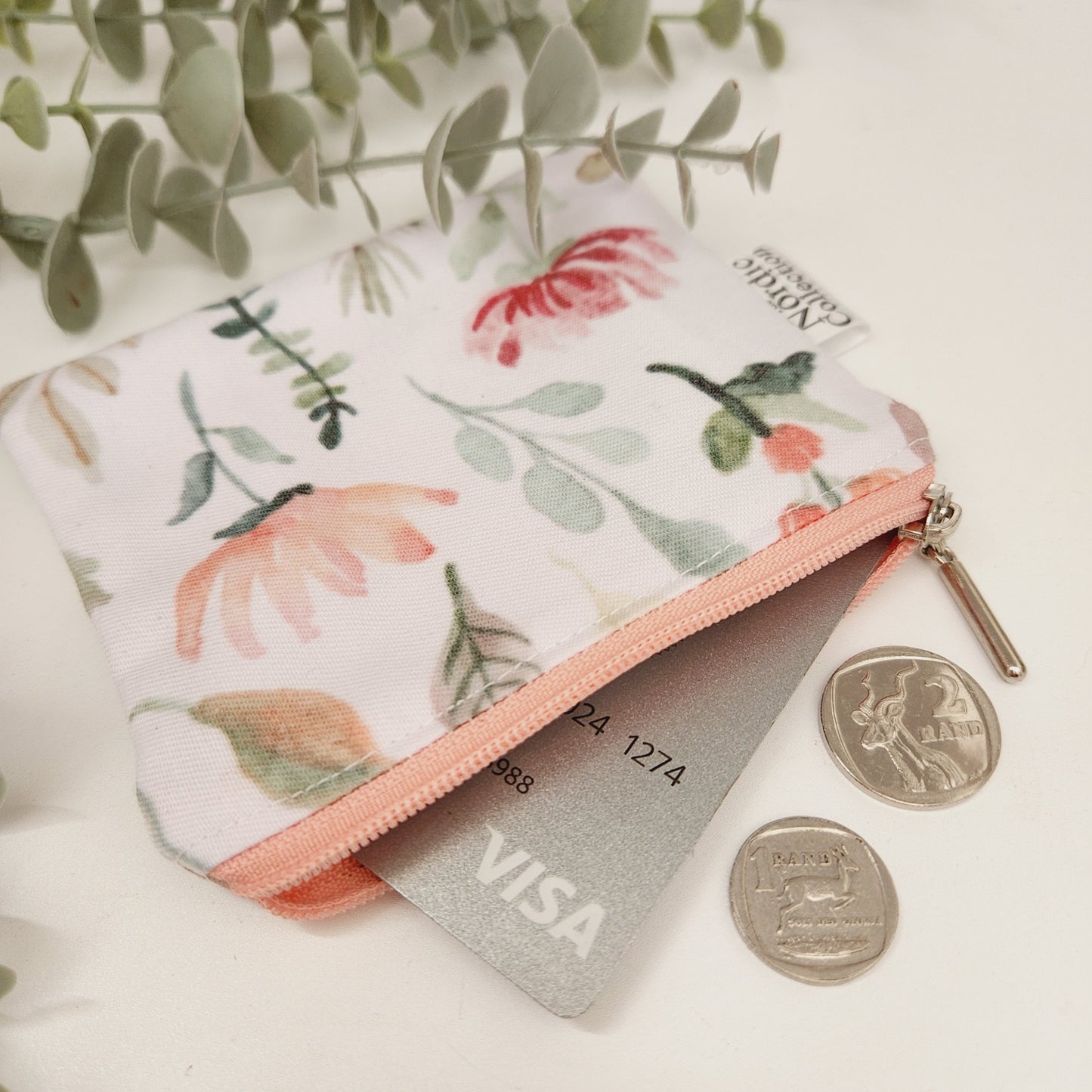 Coin Purse / Pouch 'Pink Flowers'