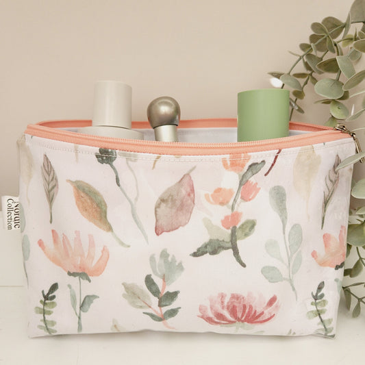 Large Toiletry Bag 'Pink Flowers'