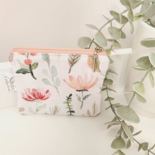 Coin Purse / Pouch 'Pink Flowers'