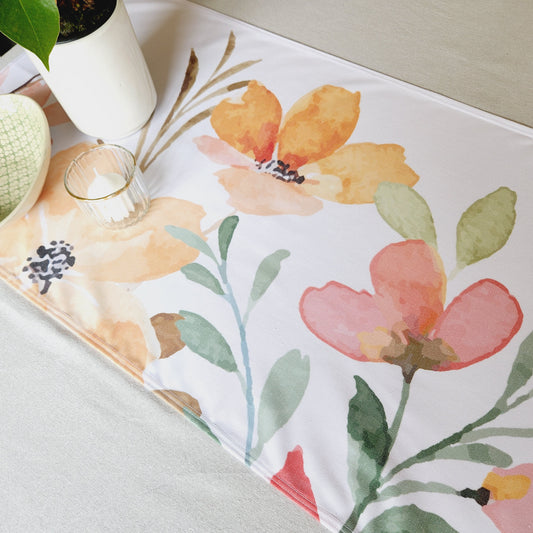 Cotton Twill Table Runner 'Orange Blooms'