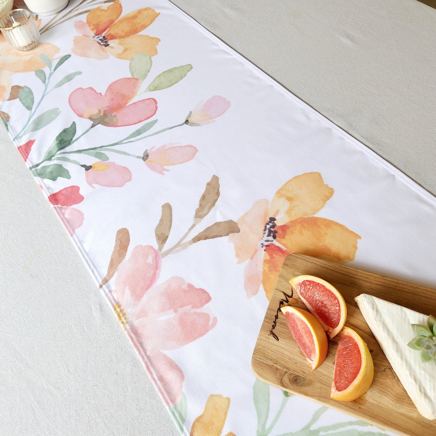 Cotton Twill Table Runner 'Orange Blooms'