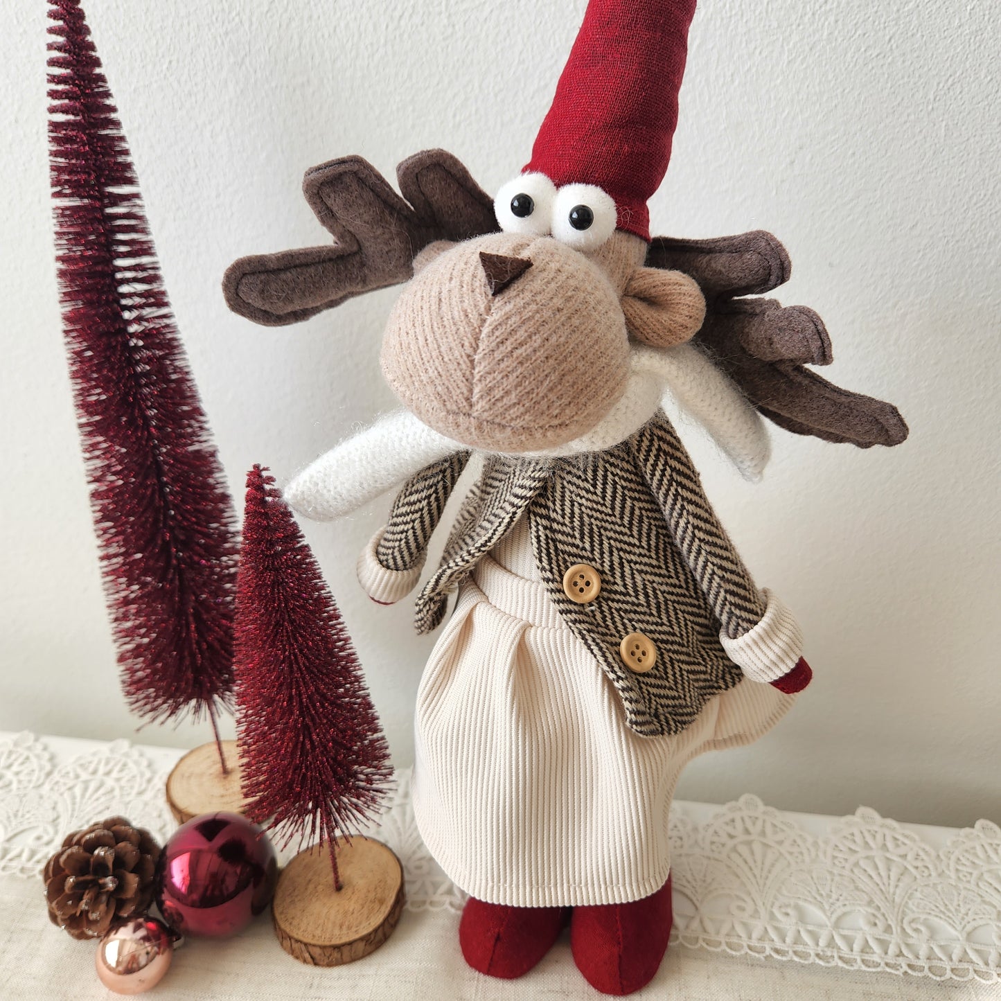 Standing Reindeer with Tweed Jacket