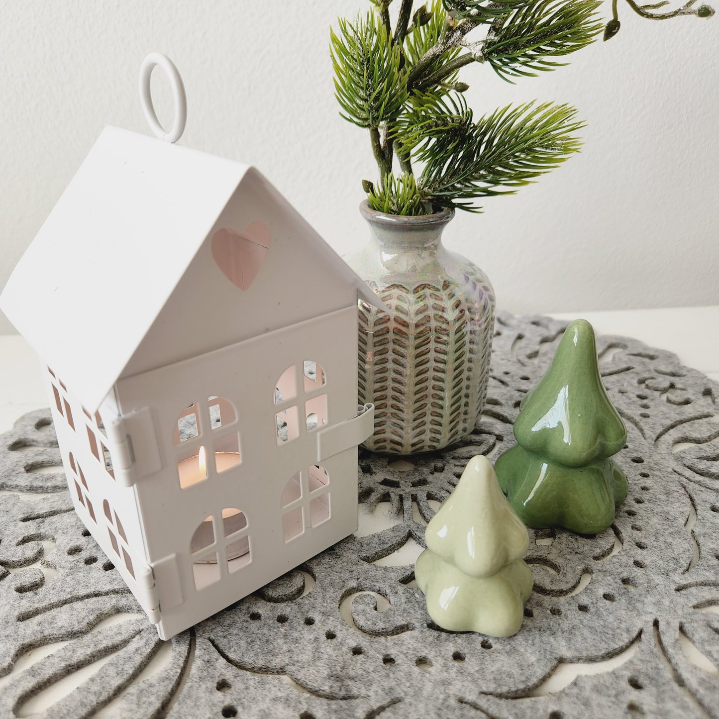 White Metal Tea Light Candle House