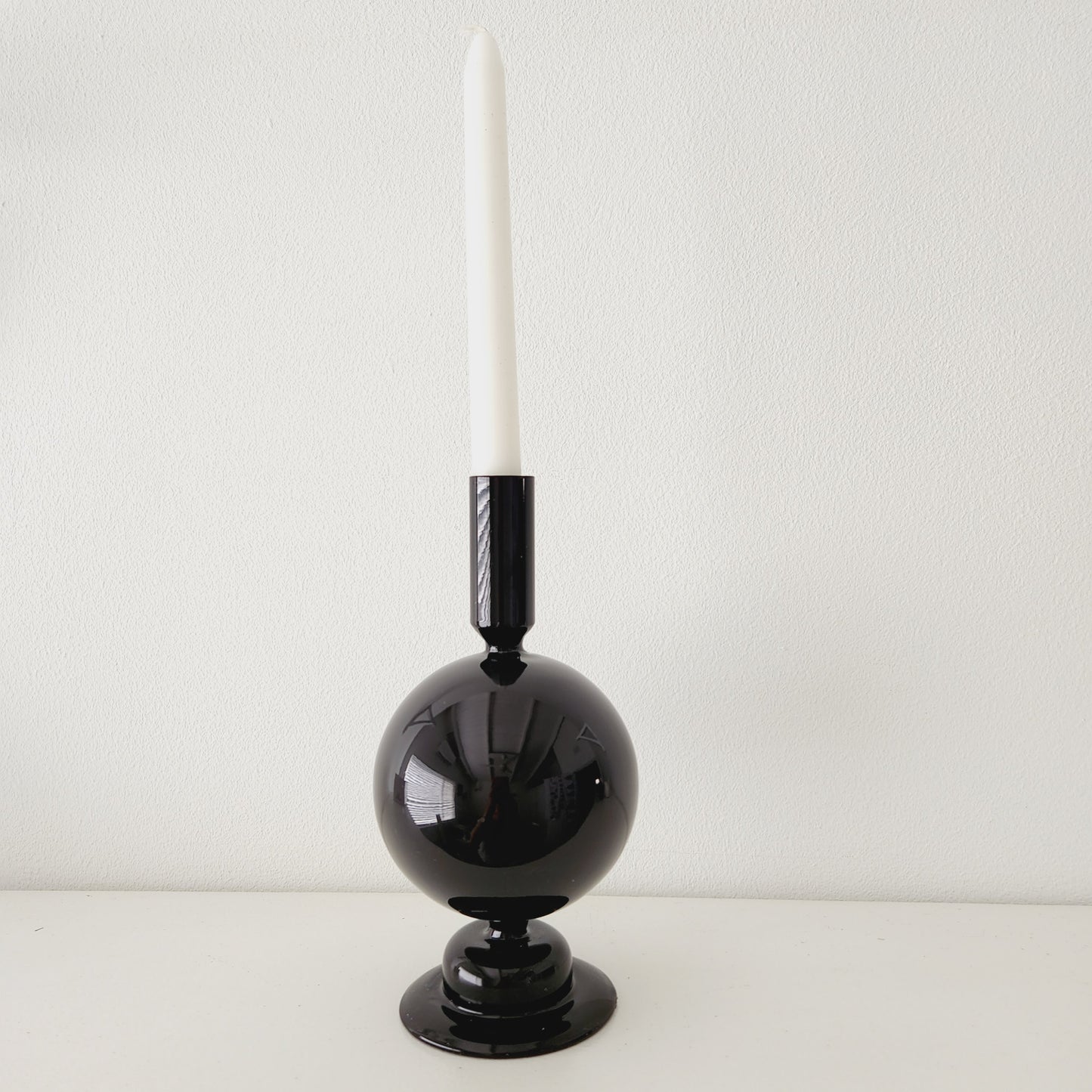 Glass Taper Candle Holder - Black