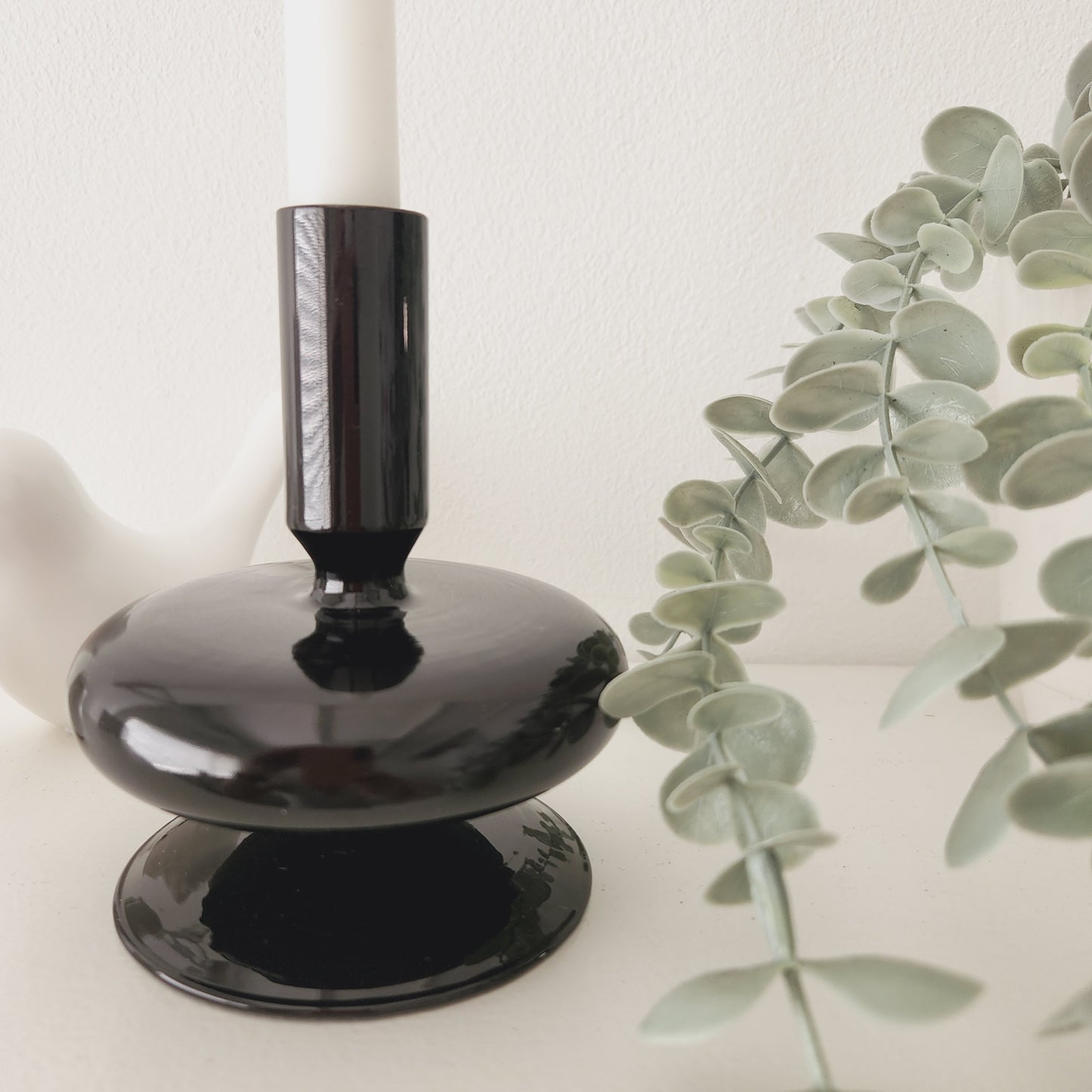 Glass Taper Candle Holder - Black