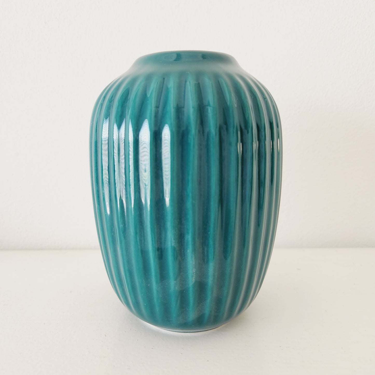 Ceramic Turquoise Vase with Distinct Lines