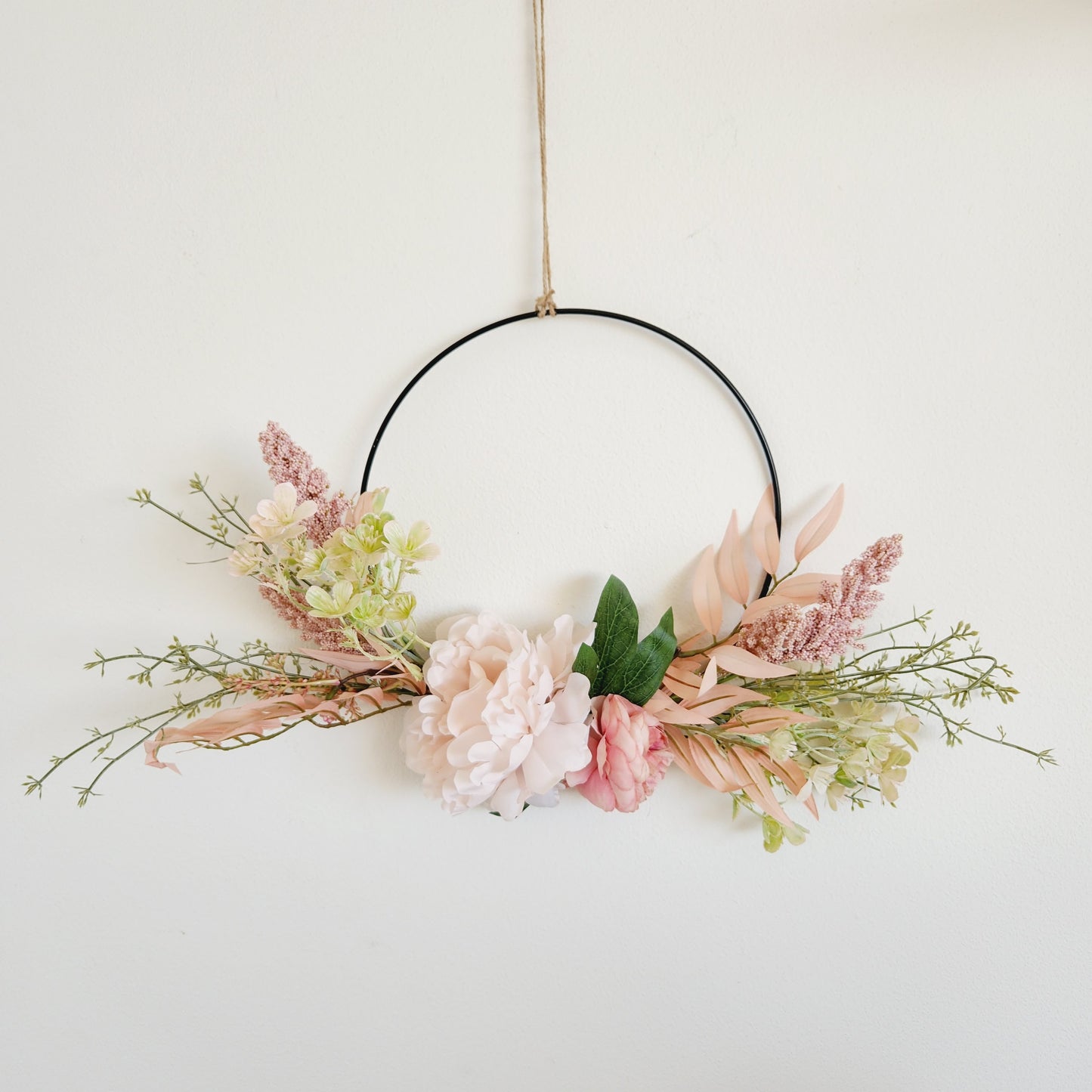 Hanging Floral Wreath on Metal Ring