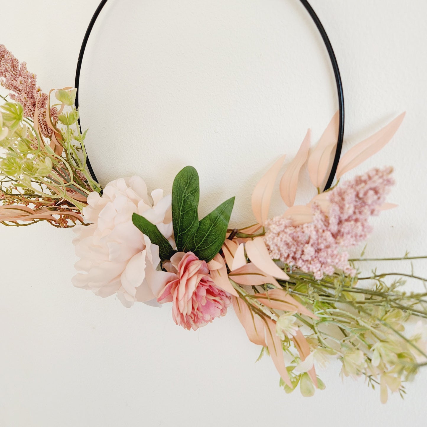 Hanging Floral Wreath on Metal Ring