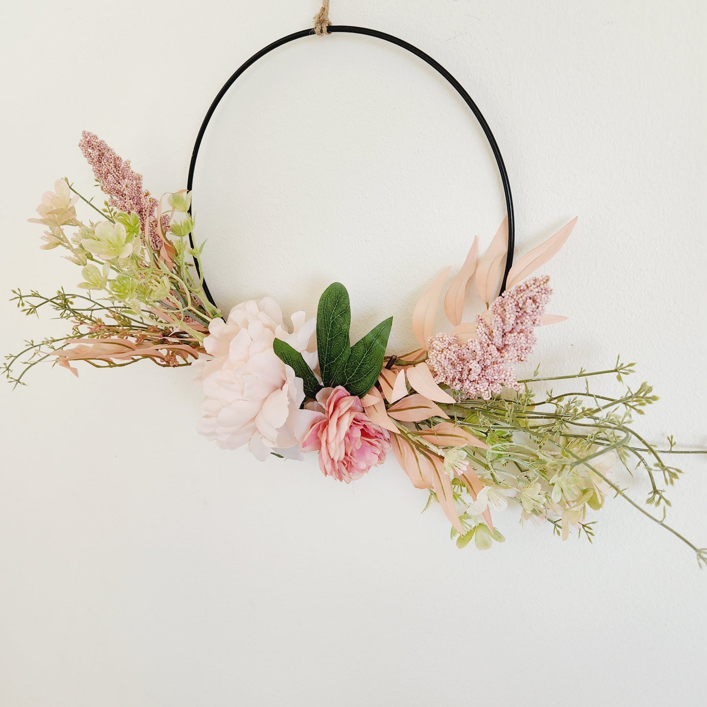 Hanging Floral Wreath on Metal Ring