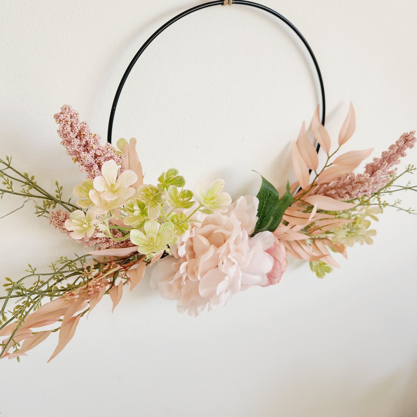 Hanging Floral Wreath on Metal Ring