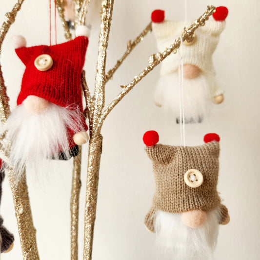 Set of 6 Hanging Gnomes