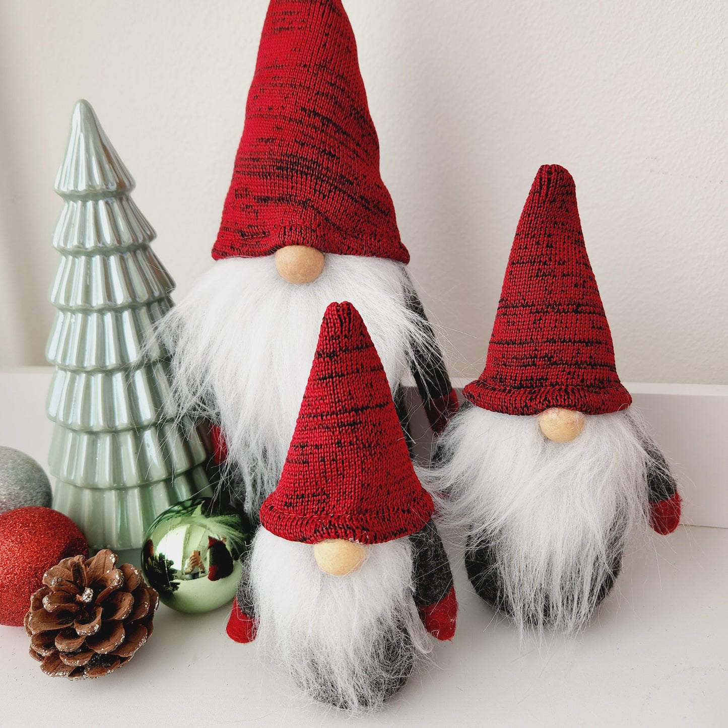 Set of 3 Red Gnomes