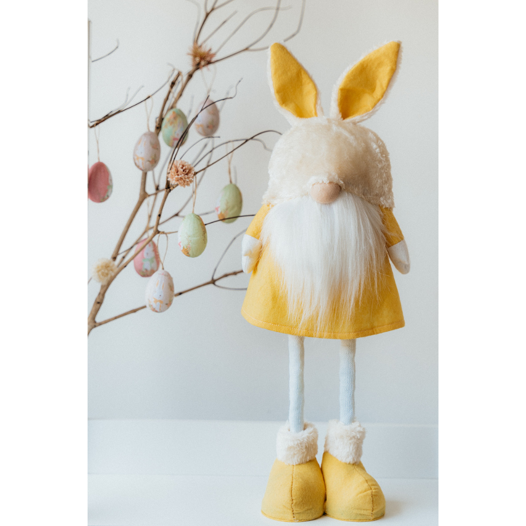 Bunny Gnome with extendable legs - YELLOW