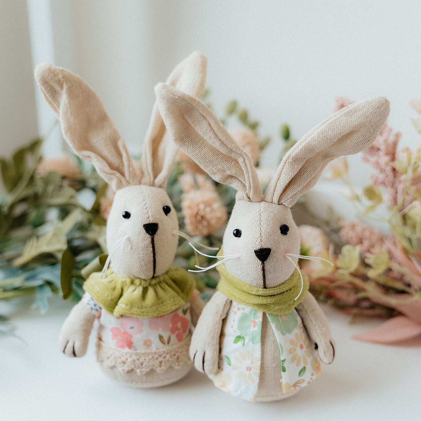 SET OF 2 Linen Bunnies