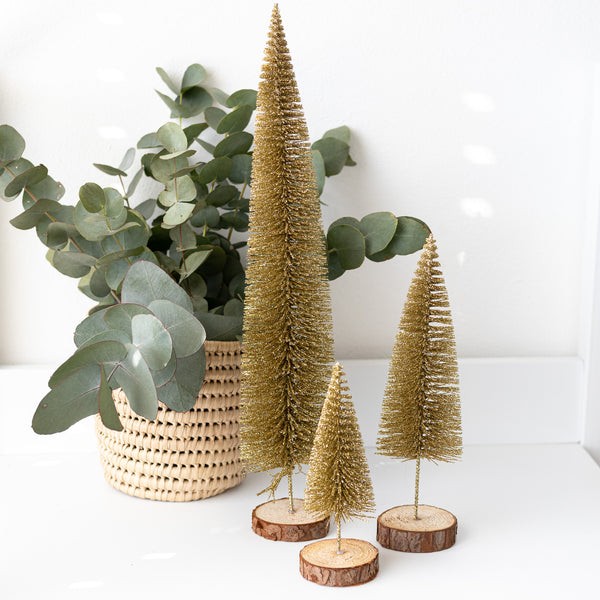 (Set of 3) Gold Wire Christmas Trees - wholesale