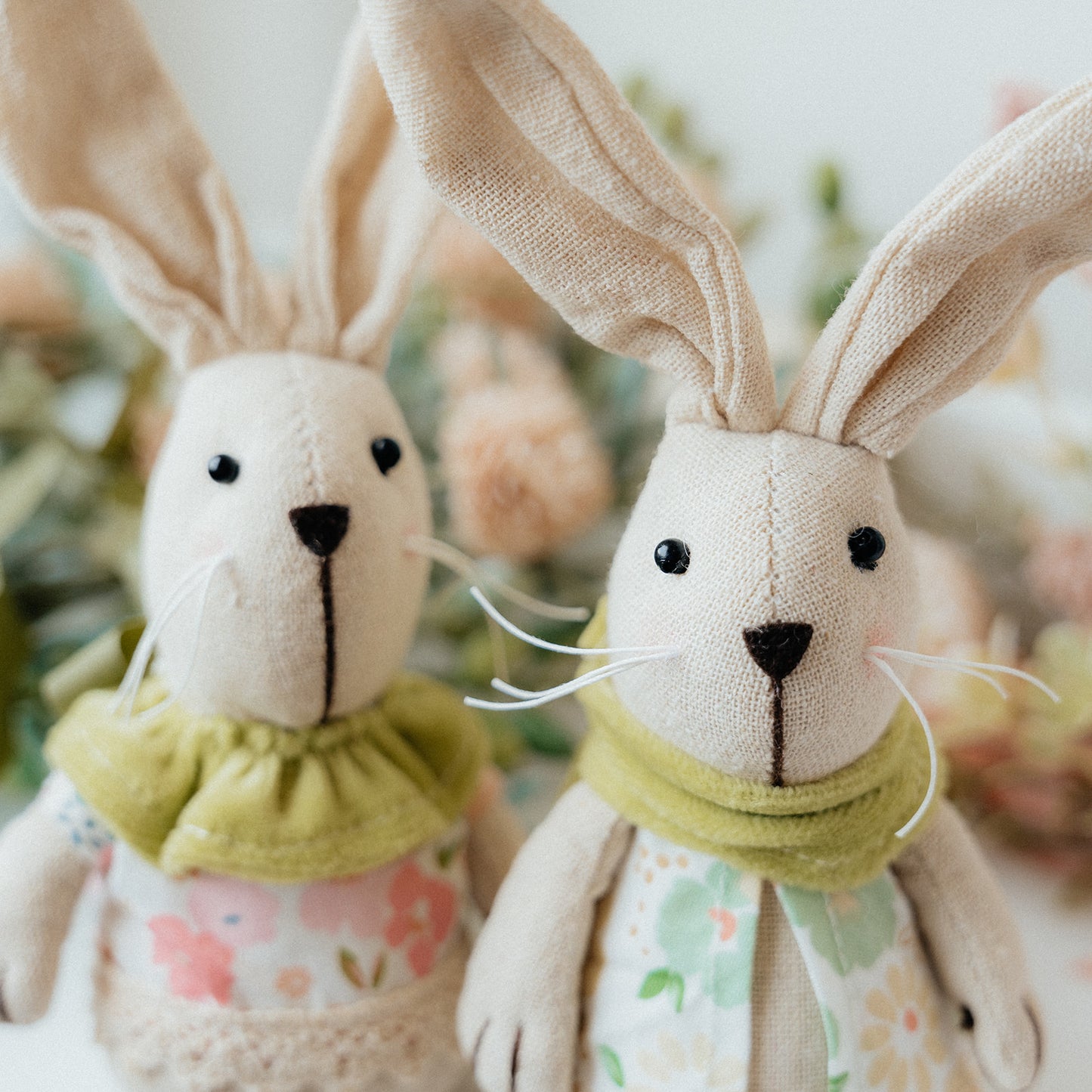 SET OF 2 Linen Bunnies