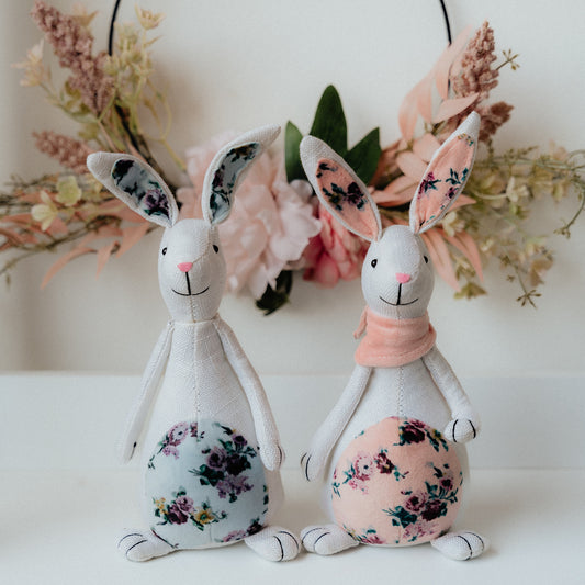 SET OF 2 Bunnies - Pink & Blue