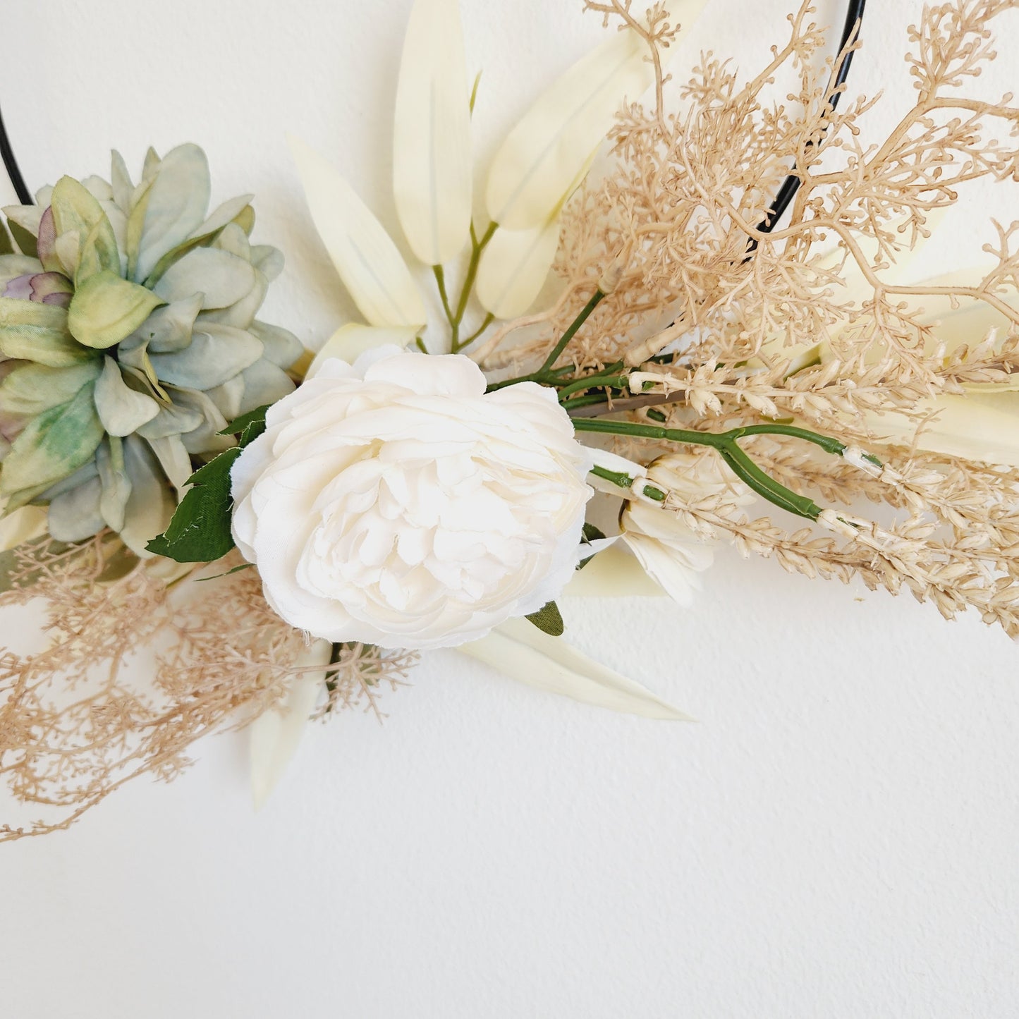 Hanging Floral Wreath on Metal Ring