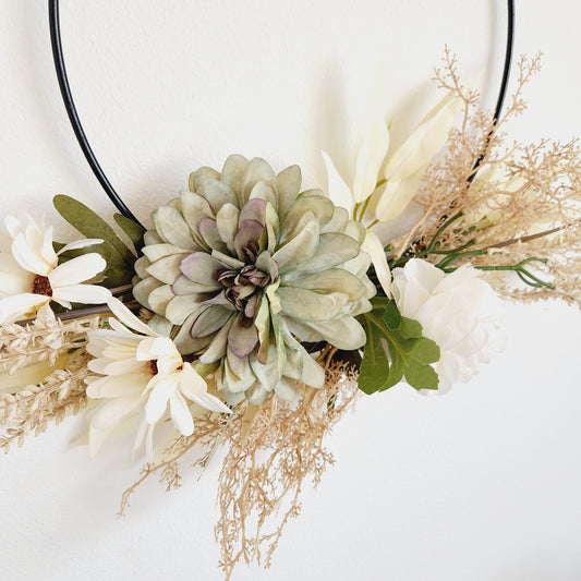 Hanging Floral Wreath on Metal Ring