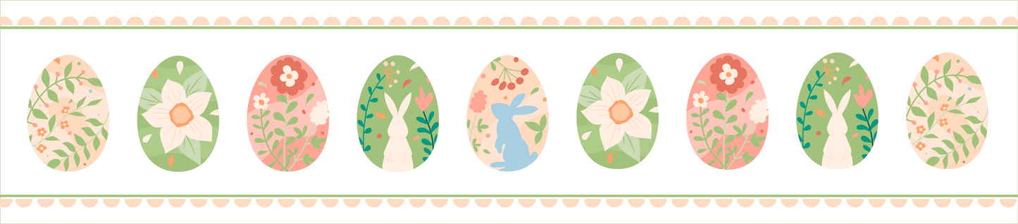 Cotton Twill Table Runner 'Easter Eggs with Bunnies'