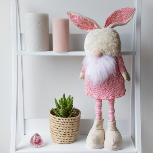 Bunny Gnome with extendable legs - PINK