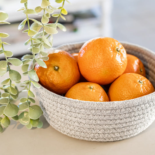 Grey Cotton Rope Storage Basket