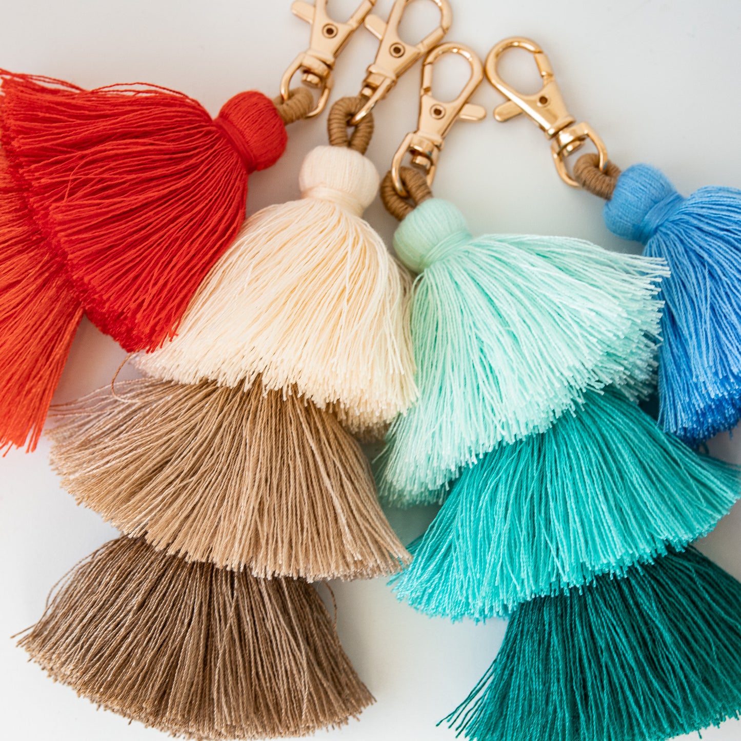 Tassel Key Ring/Bag Charm - Coral