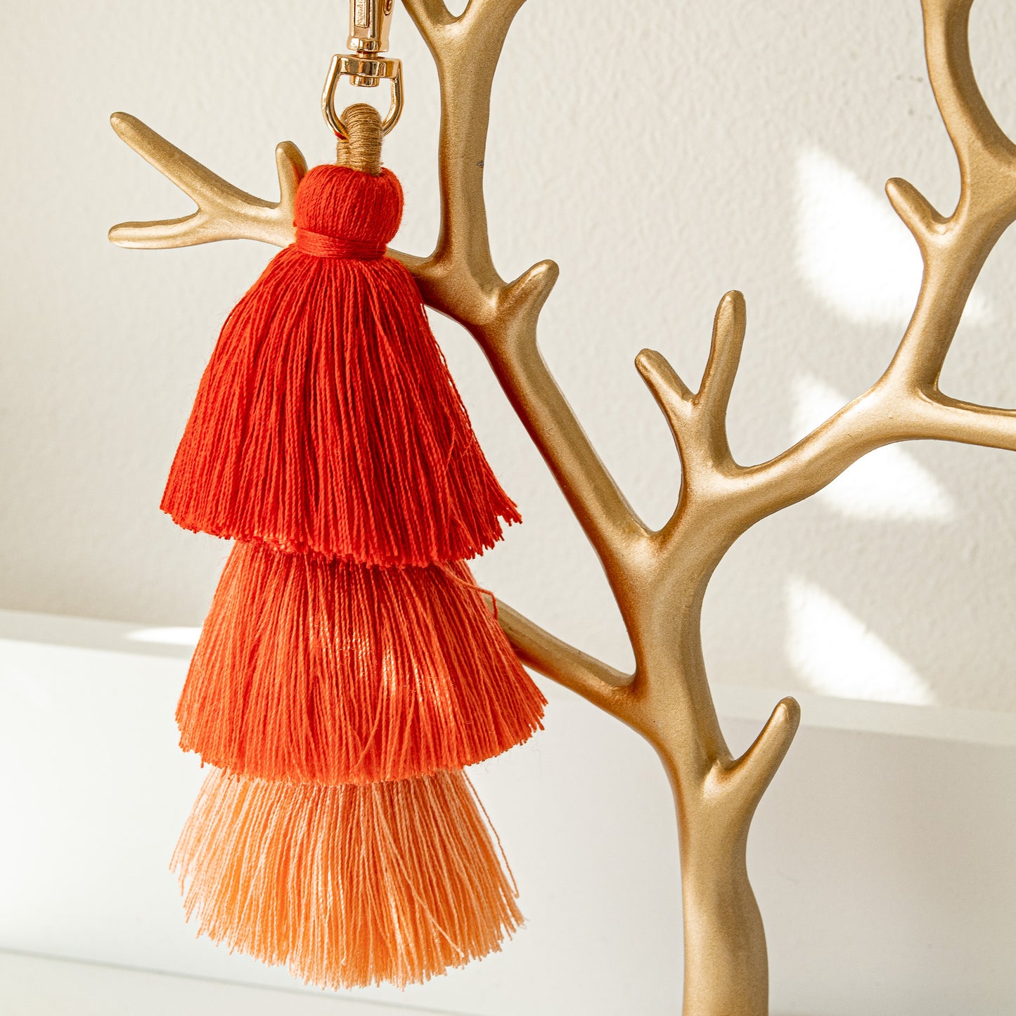 Tassel Key Ring/Bag Charm - Coral