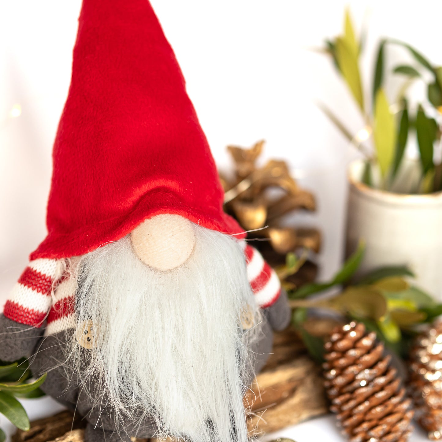 Round Red Striped Gnome with Velvet Hat