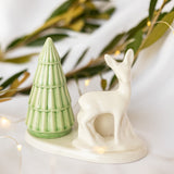 Candle Holder with Deer and Tree