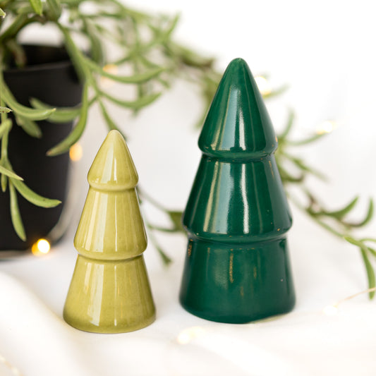 (Set of 2) Green Ceramic Trees