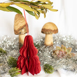 Hanging Paper Tree Decoration Red - 10cm - Wholesale