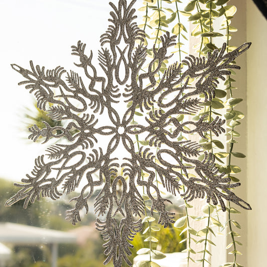 (Pack of 2) Silver Glitter Snowflake Hanging Decorations