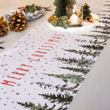 Table Runner with Merry Christmas & Trees - wholesale
