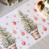 Table Runner with Christmas Trees & Baubles