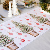Table Runner with Christmas Trees & Baubles