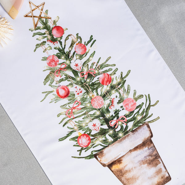 Christmas Tea Towel - Christmas Tree with Baubles