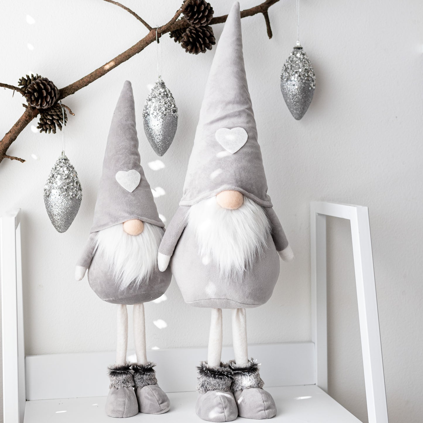 Medium Standing Grey Velvet Gnome