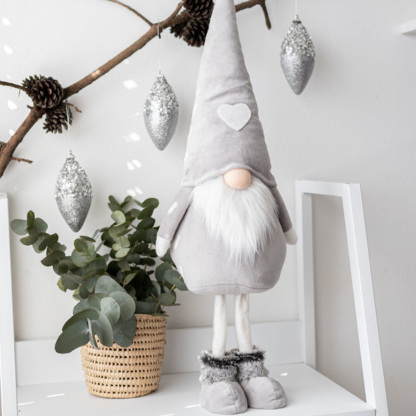Large Standing grey Velvet Gnome - wholesale