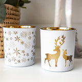 White & Gold Reindeer Candle Holder - wholesale