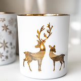 White & Gold Reindeer Candle Holder