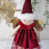 Red/White Hanging Fabric Glitter Angel - wholesale